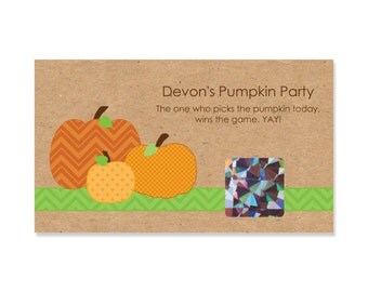 22 Scratch Off Game Cards - Pumpkin Patch Fall or Halloween Baby Shower Games