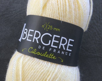 Close Out, Clearance, Destash, Baby Yarn, Fingering Weight, Yarn, Wool Yarn, Acrylic, Ciboulette by Bergere DeFrance, Color Paille, Yellow