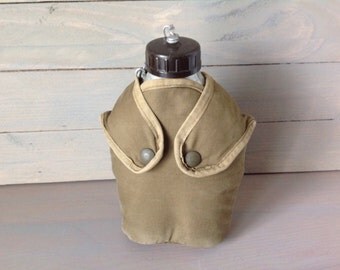 Beautiful gourd military Vintage / Gourde Alu + quarter Alu + bag French army