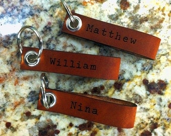 Personalized Leather keychain for Bridesmaids and Groomsmen