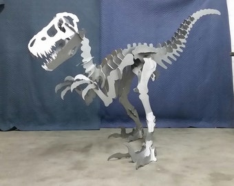 Large steel dinosuar sculpture. Over 7 feet long!