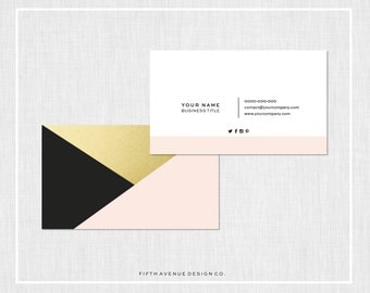 Modern Business Card Design - Black, Blush & Gold
