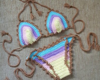 Crochet Bikini Pretty Pastels Rainbow Bikini