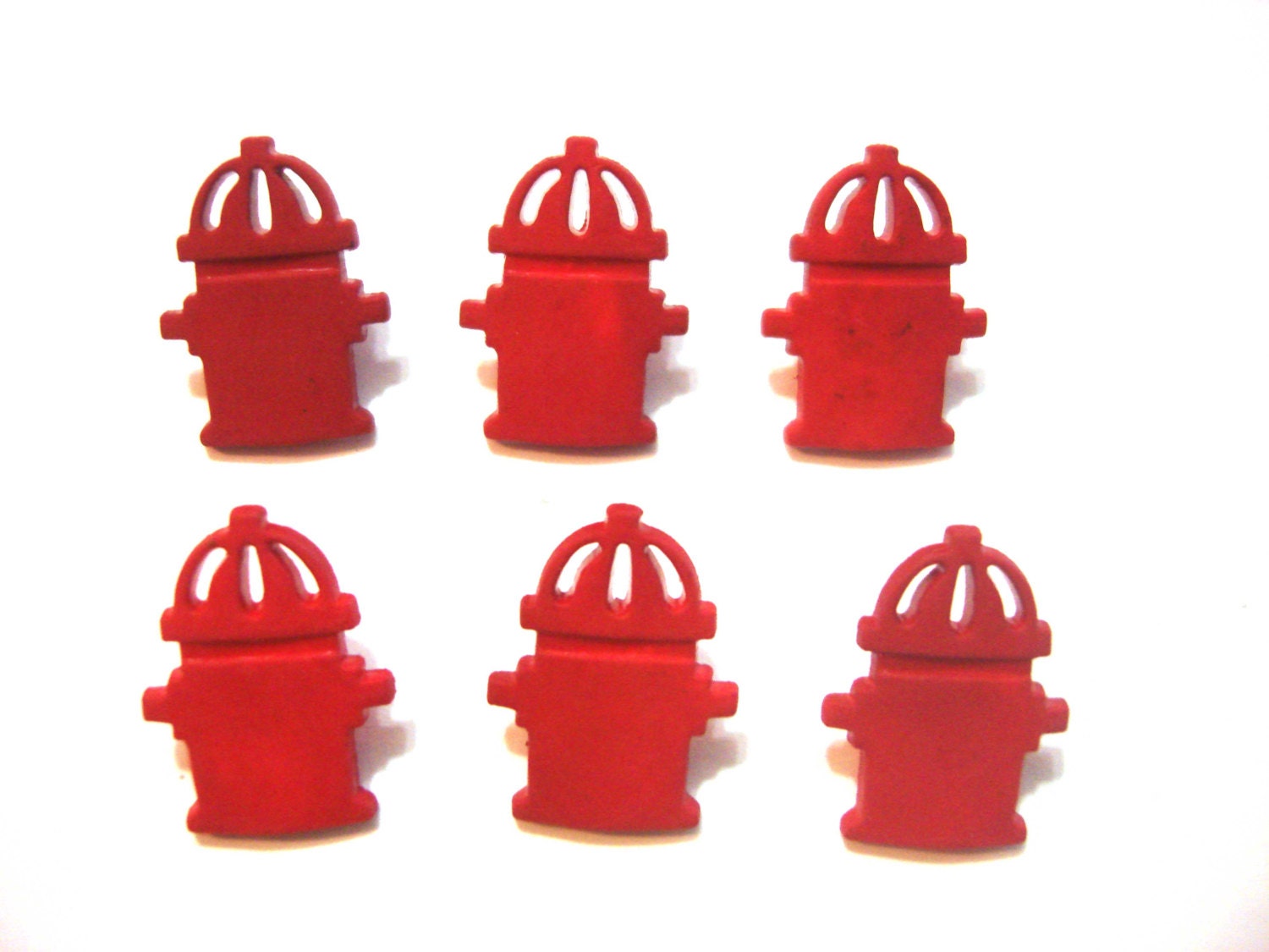 Fireman Buttons Red Fire Hydrant Buttons Galore Set of 6 Shank