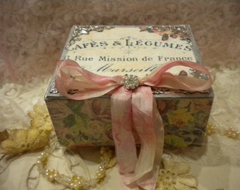 Vintage Paris / Shabby Chic Square Decorative Box