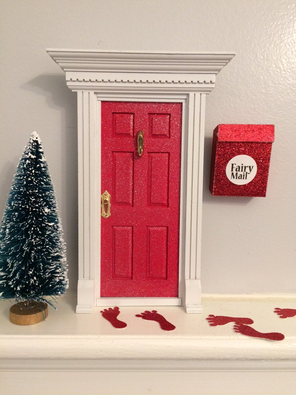 Red glitter fairy door