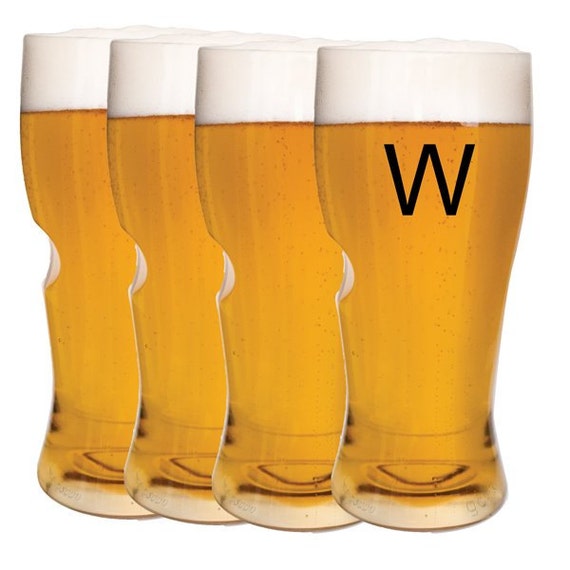 Monogrammed Acrylic Beer Glasses Set of 4 Single Initial