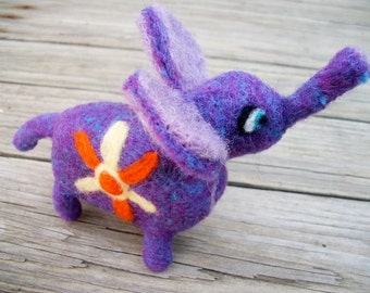 Needle Felted Elephant, FeltWithAHeart, Felted Wool Animal