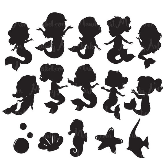 Download Cute Mermaid Silhouette Clipart - Mermaid Silhouettes Clipart, Mermaid Silhouette Vectors ...