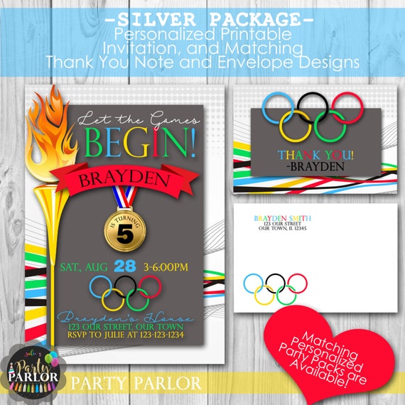 Olympic Birthday Party Personalized Printable Invitation and