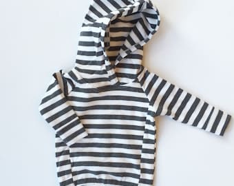 Newborn Gray Striped Hoodie Sweater / Baby Sweatshirt / Baby Boy Hoodie / Baby Girl Hoodie