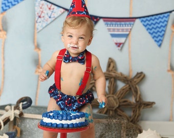 Boy Cake Smash Outfit, Anchors Cake Smash, Coastal Cake Smash Outfit, Nautical Birthday, Boys 1st Birthday, Birthday Outfit, Photo Prop