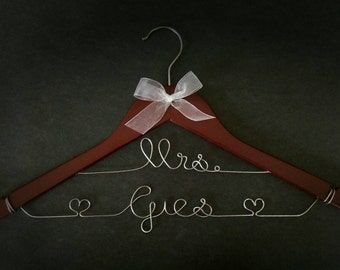 Personalized Wedding Hangers | Wooden Bridal Gown Hangers