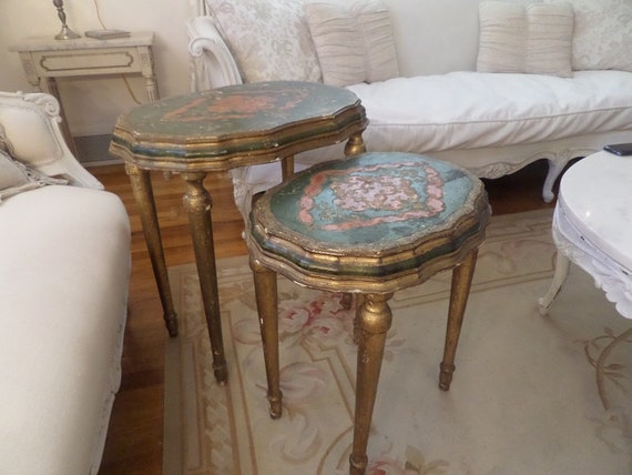 vintage pair italian florentine shabby chic side by vintage pair italian florentine shabby chic side by