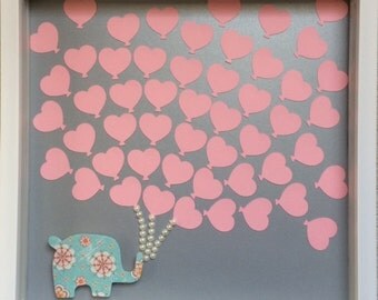 Baby Shower Guest Book Alternative - Baby elephant & Balloon Guestbook - 40 balloons