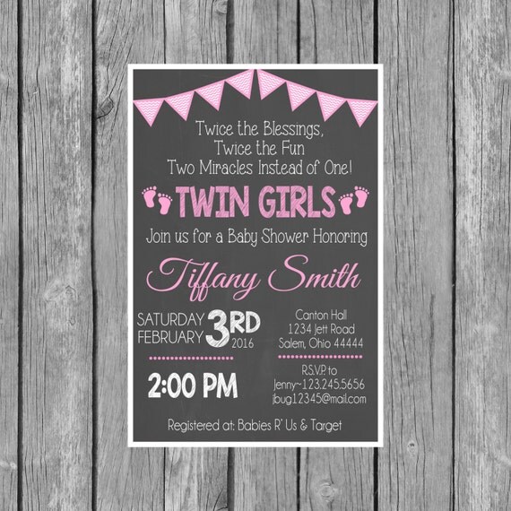 Chevron Twin Girls Baby Shower Invitation by LaLaExpressions