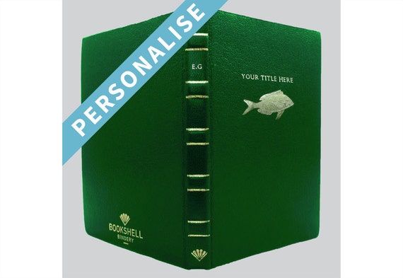 Personalised Kindle voyage case to disguise your e-reader as a book cover, made from green leather, unique travel accessory or travel gift