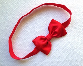 Valentines Day Headband - Red Bow Headband - Red Satin Bow Headband - Bow Headband - Baby Headband