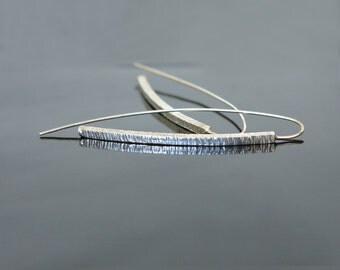 Dangle silver earring, Long silver earrings, Long art earring, Drop earring, Geometric earring, Threader earrings silver, Minimalist earring
