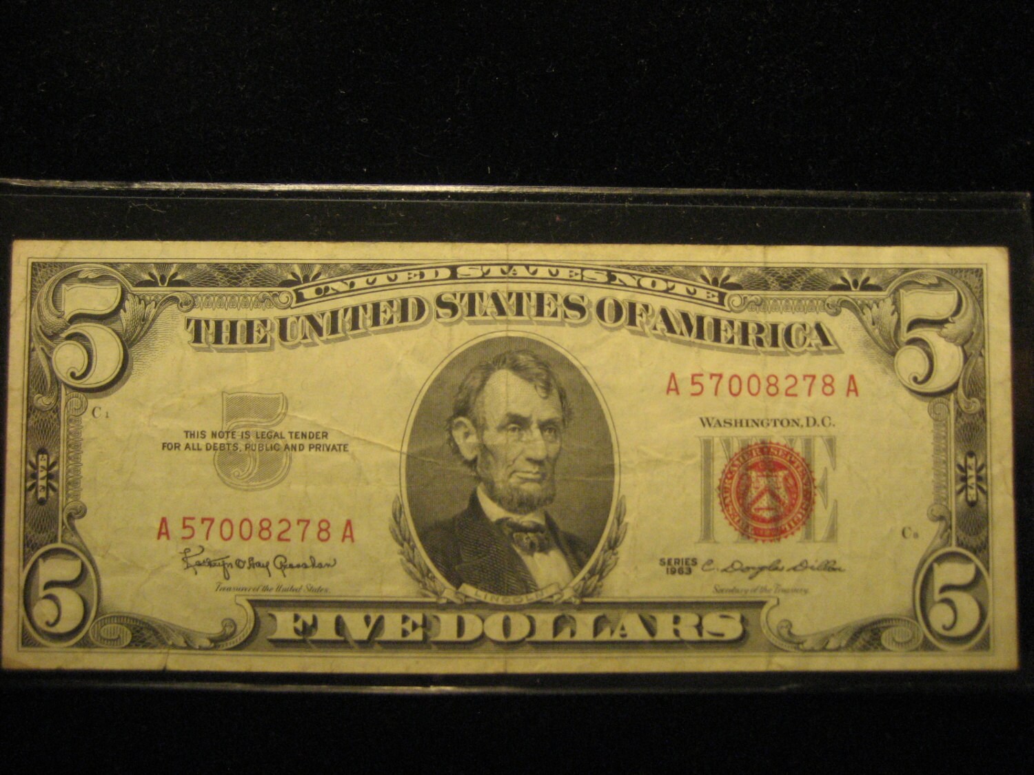 1963 series Five dollar red seal 5 dollar bill by totalgoodstones