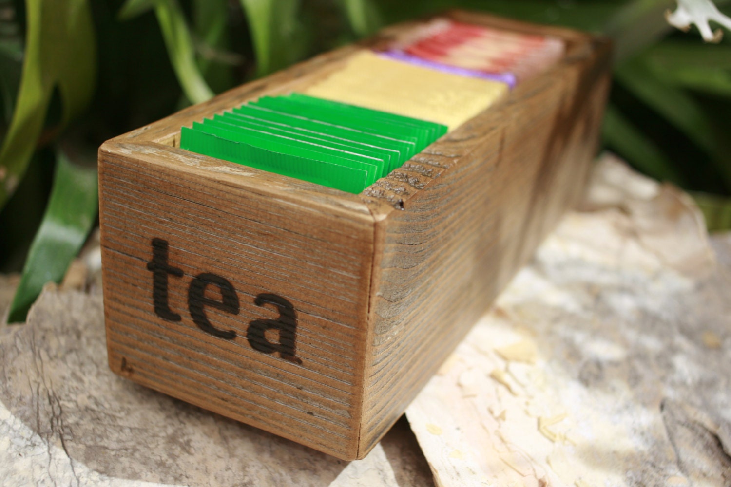 Tea bag holder organizer container box reclaimed upcycled