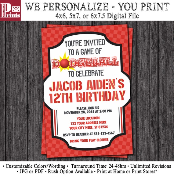 Dodgeball Birthday Party Invitations 10