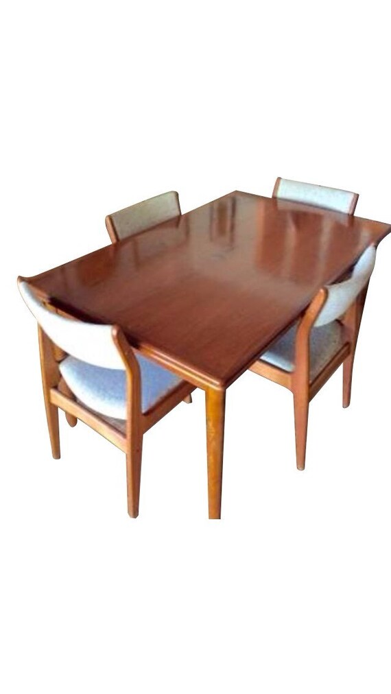 Items similar to Vintage Mid Century Modern Dining Table with Set Of 4