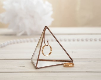 Ring holder pyramid - stained glass holder- display box- wedding ring box