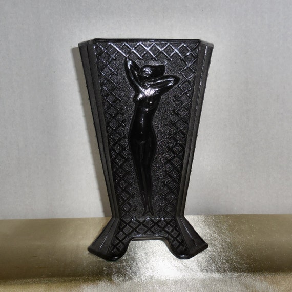 Mckee Black Glass Vase With Nudes S Art Deco My Xxx Hot Girl