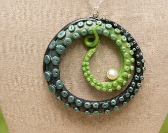 Large Alien inspired pearly tentacle Pendant