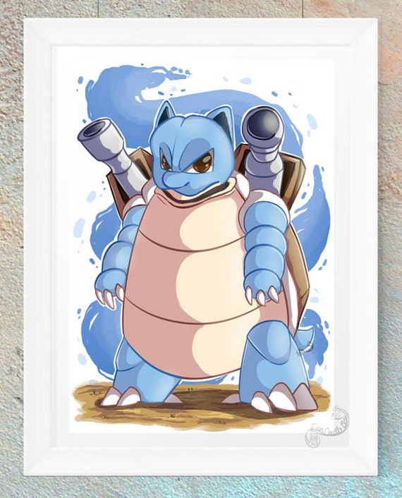 Pokemon Blastoise Fan Art Print Gift Handmade Design Video