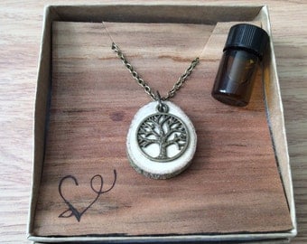 Ready to Gift // Ready to Ship Essential Oil Diffuser Necklace Made with Untreated Wood -- FREE SHIPPING