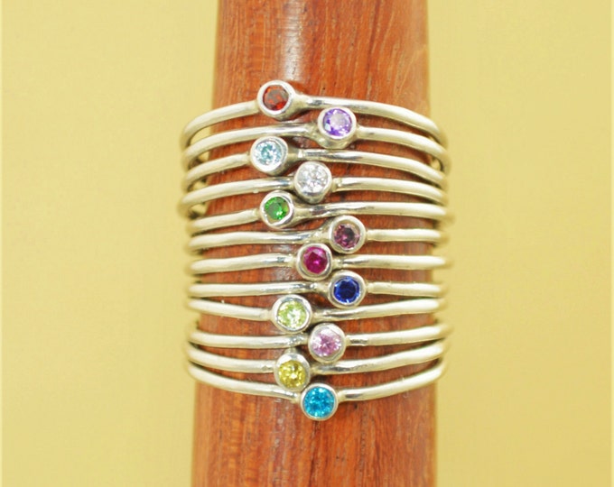 Tiny Garnet Ring, White 14k Solid Gold Garnet Ring, Garnet Stacking Ring, Garnet Mothers Ring, January Birthstone, Garnet Rings, Tiny Ring
