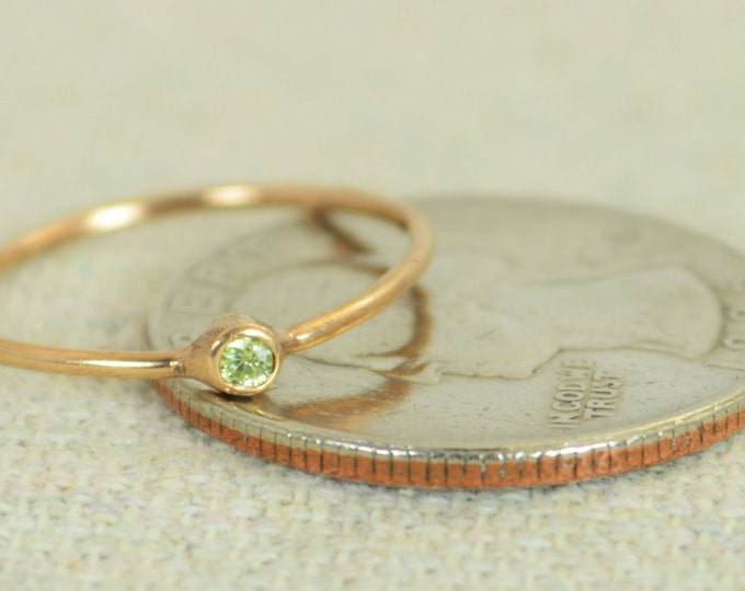 Tiny Peridot Ring, Peridot Ring, Filled Rose Gold, Rose Gold Peridot, August Birthstone, Mother's Ring, Gold Ring, Stacking Ring, Alari