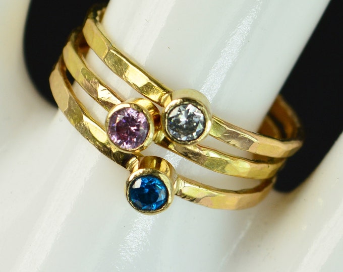 Grab 3 Classic 14k Gold Filled Birthstone Rings, Gold solitaire, solitaire ring, 14k gold filled,Birthstone, Mothers Ring, gold band
