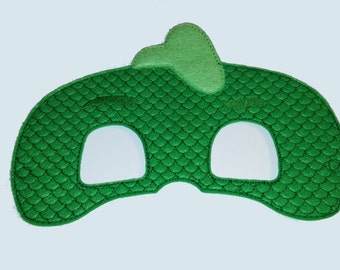 Gecko Felt Embroidered Mask - Green Gecko Mask - Kid & Adult - Halloween Costume - Creative Play