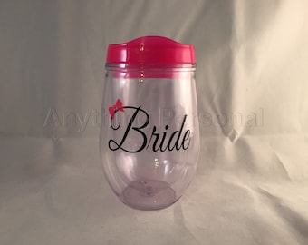 Bride Cup, Wine Tumbler, Personalized Cup, Bridal Cup, Bride Gift, Monogram Gift, Bev2Go, Beach Cup, Bachelorette Cup, Honeymoon Cup