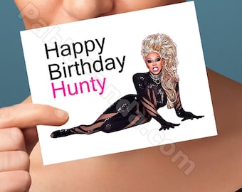 Funny Birthday Card | Ru Paul | Birthday Hunty Greeting Card Funny Birthday Cards Birthday Gift Birthday Card For Birthday Rupaul Birthday