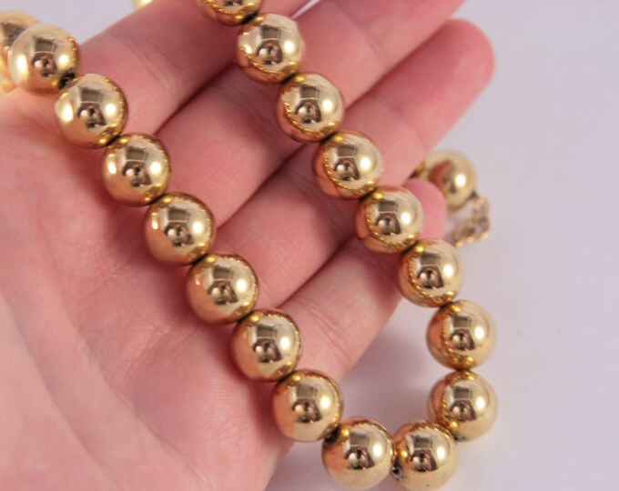 Gold Beads Choker Necklace Sarah Cov Designer Round Balls Vintage Jewelry