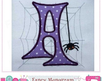 Spider Monogram A applique,Halloween Letter A applique,A,Font A,Spider design,A,Spider web,Spider applique,Halloween,Spider embroidery.-02
