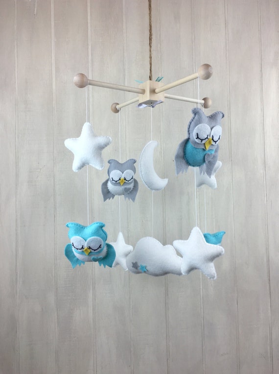 Baby mobile Owl mobile nursery hanging decor Owl moon
