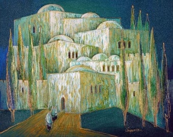 Oil on Canvas Original Signed Painting by Marina Grigoryan Jerusalem Unique Art