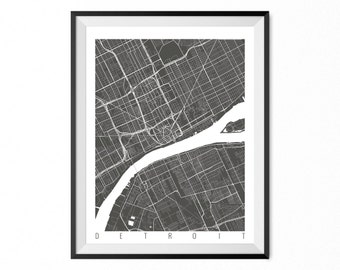 Detroit Wall Art detroit city map | etsy Detroit Wall Art detroit city map | etsy