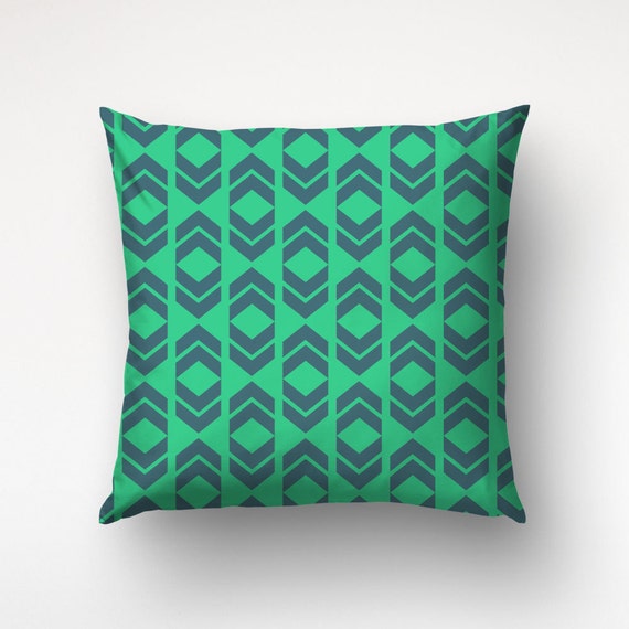 Throw Pillow Chevron Green And Blue Custom Color Graphic