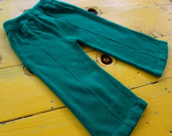 Vintage 2T BABY BOY Emerald Green Knit Pants, vintage boy pants 2T, vintage baby outfit 24 months, 2T vintage boy, retro boy 24 months