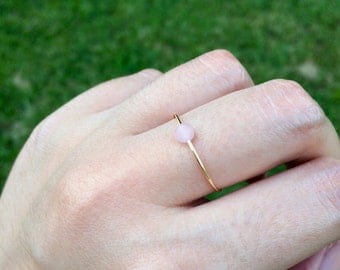 Minimalist gold ring, silver ring, rose quartz ring, delicate ring, dainty ring, stacking ring, beaded ring, thin ring, mix and match rings