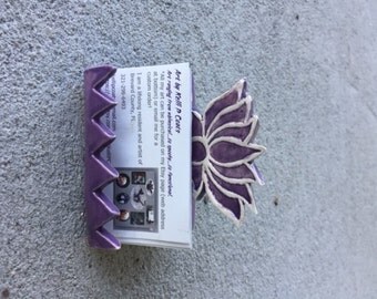 Ceramic Business Card Holder/Lotus/Flower/Amethyst
