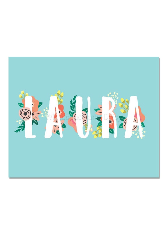 Laura Personalized Name Sign Baby Gift Custom Name Art