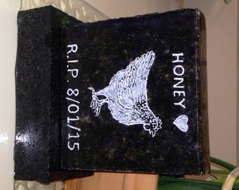 Custom Pet Memorial Small Pet Grave marker, Head Stone with Granite BASE*, DESIGN Your Own Grave Stone, 3-1/2" x 4"x1"*