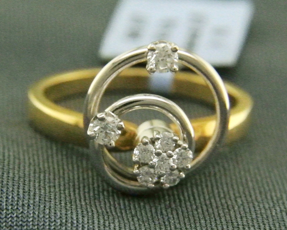 Two Tone Yellow and White Gold Motion Ring with Spinning